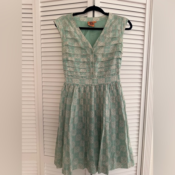 Tory Burch Dress Mint Green Size PASTEL FLOWERED MINT GREEN DRESS - Picture 1 of 7